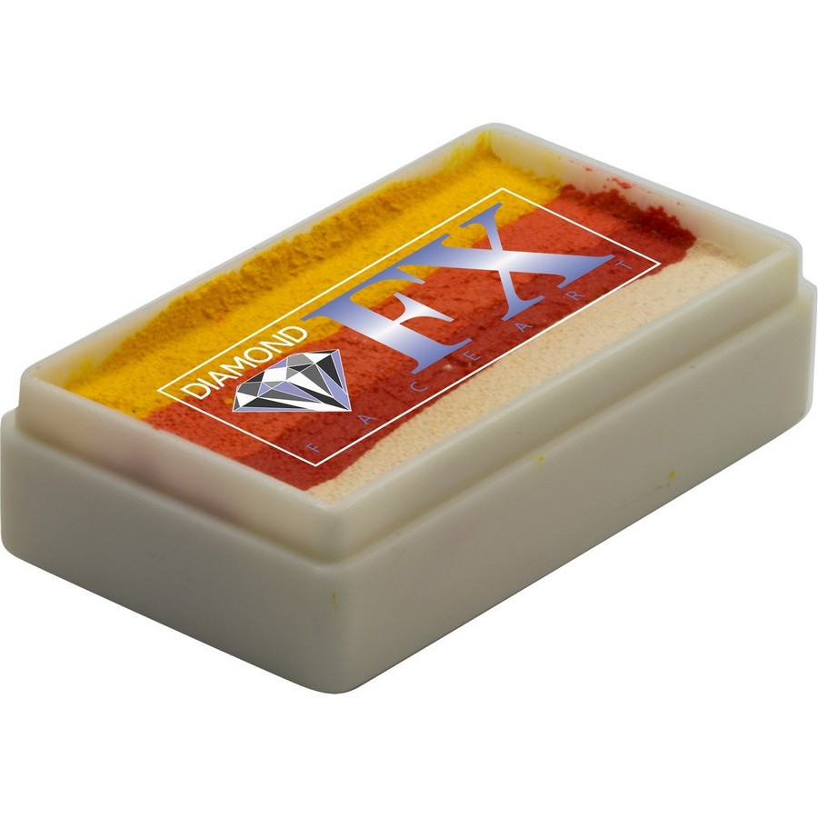 Splitcake schmink Lobster Lau van Diamond FX met warme rood- en oranjetinten, verkrijgbaar bij SchminkenGrime.nl