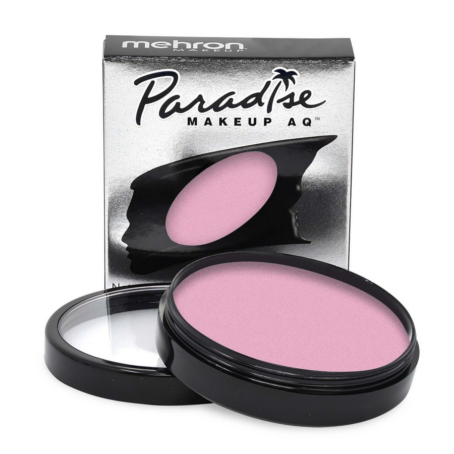 Mehron Paradise AQ™ Pastel Mauve schmink 40 gram – SchminkenGrime.nl Productfoto van Mehron Paradise Makeup AQ™ Pastel Mauve in verpakking en open doos, verkrijgbaar bij SchminkenGrime.nl