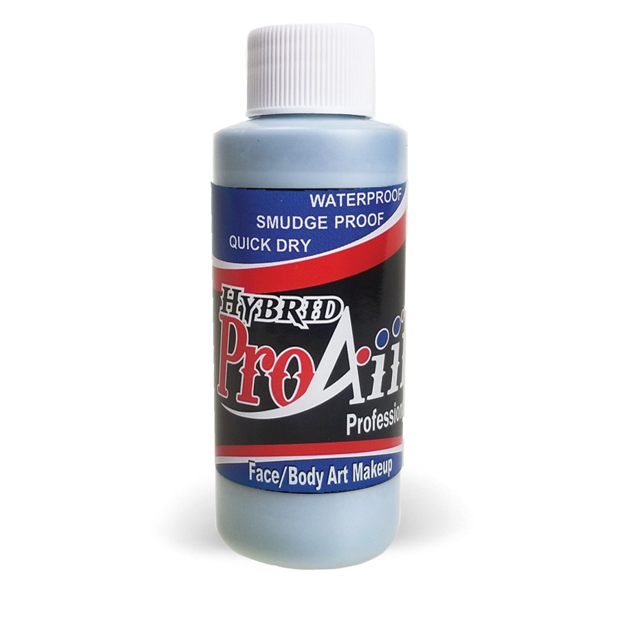ProAiir Hybrid Ice 60ml fles met lichtblauwe watervaste airbrush schmink, dekkend en geschikt voor face- en bodypaint, verkrijgbaar bij SchminkenGrime.nl