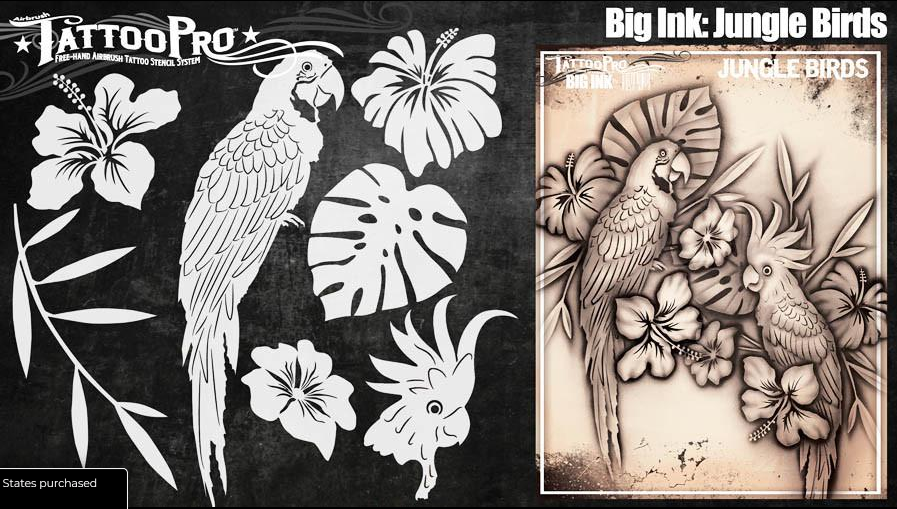 Wiser's Airbrush TattooPro Stencil – Big Ink - Jungle Birds