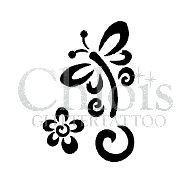 Chloïs Glittertattoo Sjabloon Butterfly Flower (5 stuks)