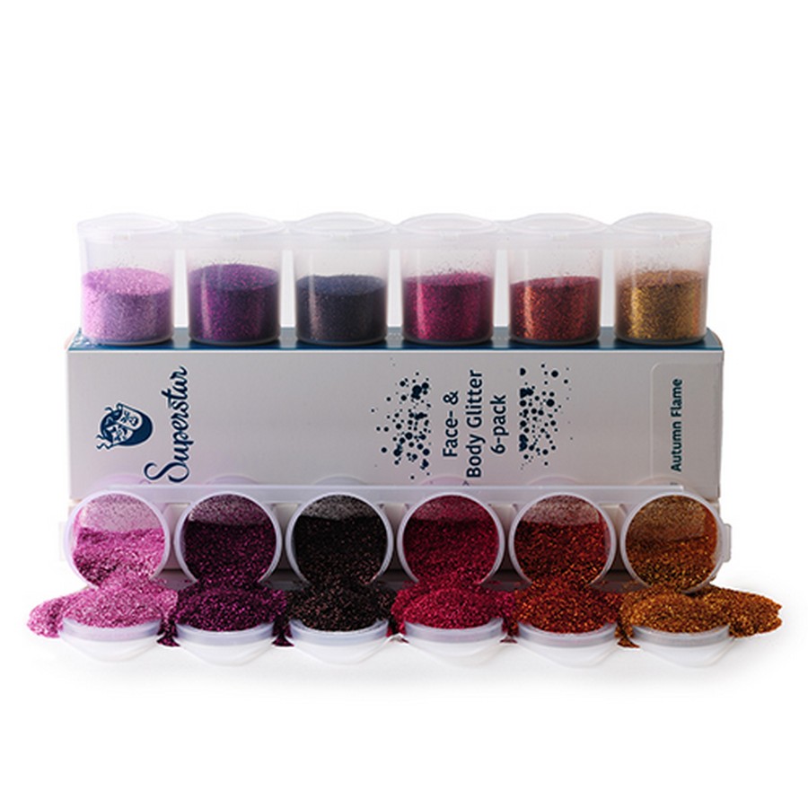 Superstar Autumn Flame Glitterset voor glittertattoo en schmink, verkrijgbaar bij SchminkenGrime.nl