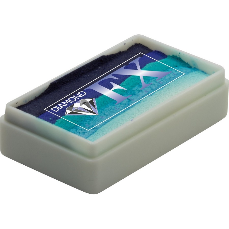 Splitcake schmink Calm Ocean van Diamond FX met zachte blauwtinten voor rustgevende maritieme creaties, verkrijgbaar bij SchminkenGrime.nl