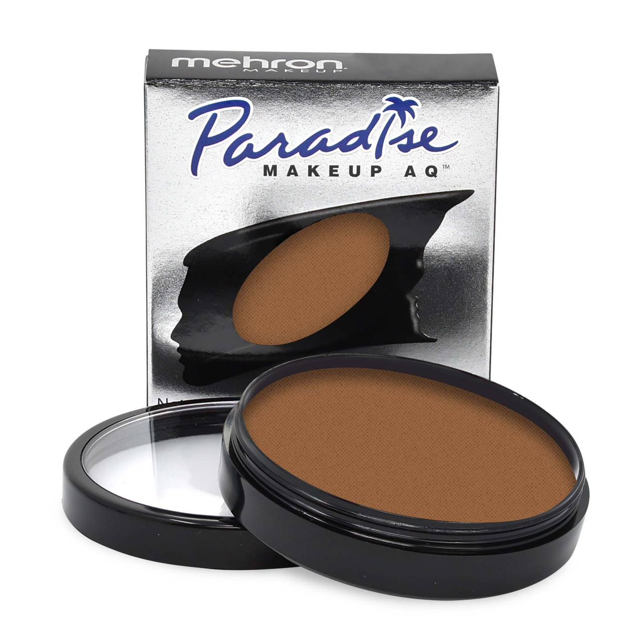 Mehron Paradise Makeup Light Brown 40 gram met verpakking, zachte lichtbruine waterschmink voor karakterwerk, shading en basis, verkrijgbaar bij SchminkenGrime.nl