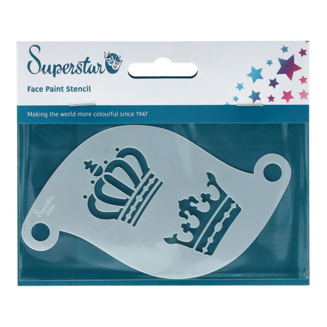 Superstar schminksjabloon Kings & Queens – verkrijgbaar bij SchminkenGrime.nl Superstar schminksjabloon Kings & Queens met kroonvormen voor koninklijke schminkontwerpen, verkrijgbaar bij SchminkenGrime.nl
