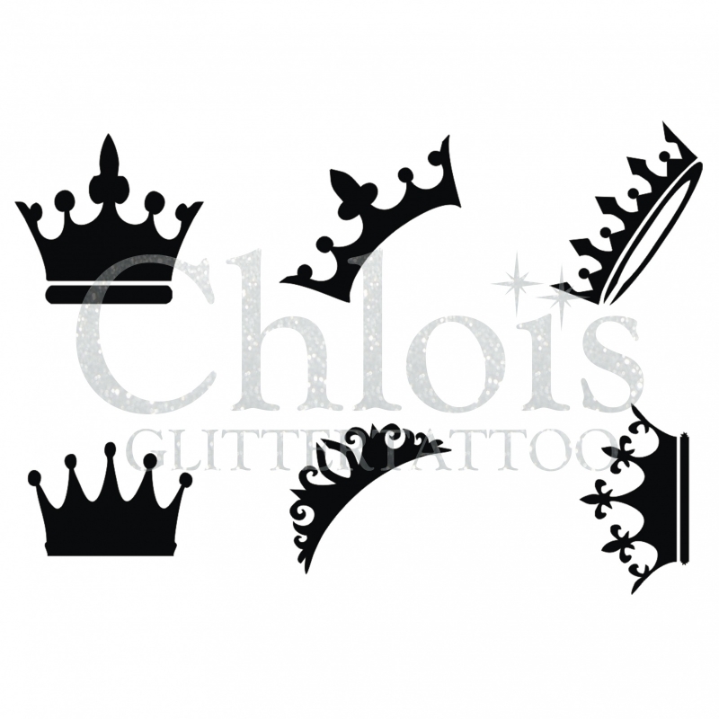 Chloïs Glittertattoo Sjabloon Crown (6 mini stencils)