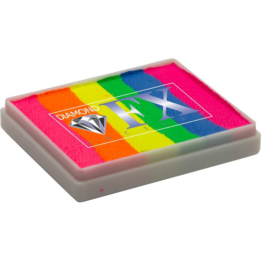 Diamond FX Splitcake Color Splash van 50 gram met regenboogtinten voor kleurrijke creaties, verkrijgbaar bij SchminkenGrime.nl