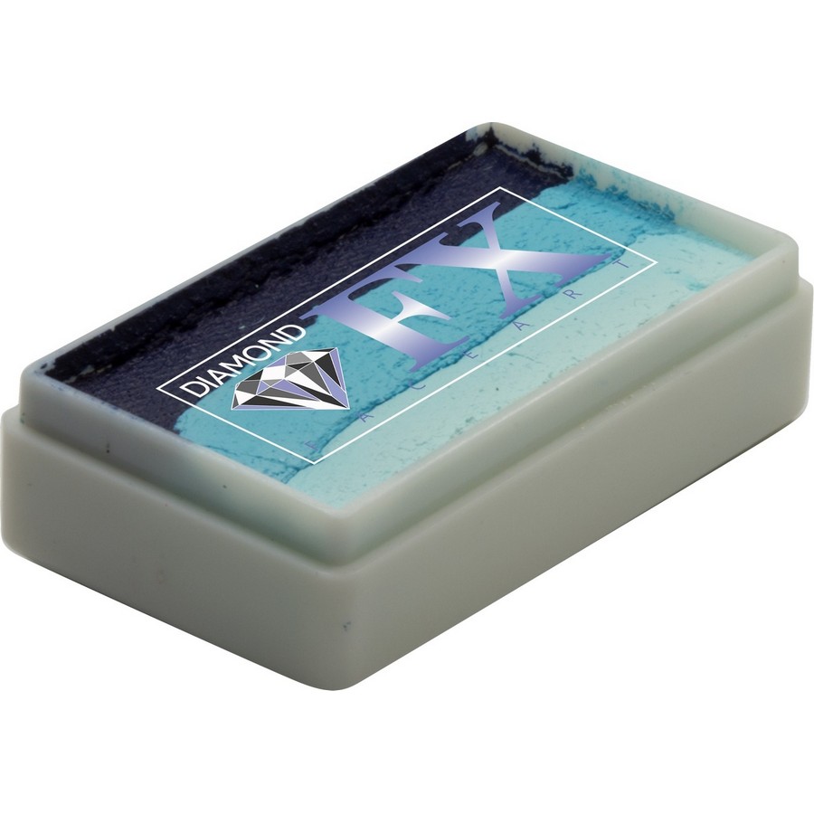 Splitcake schmink Raindrop van Diamond FX met koele blauwtinten voor druppelachtige effecten, verkrijgbaar bij SchminkenGrime.nl