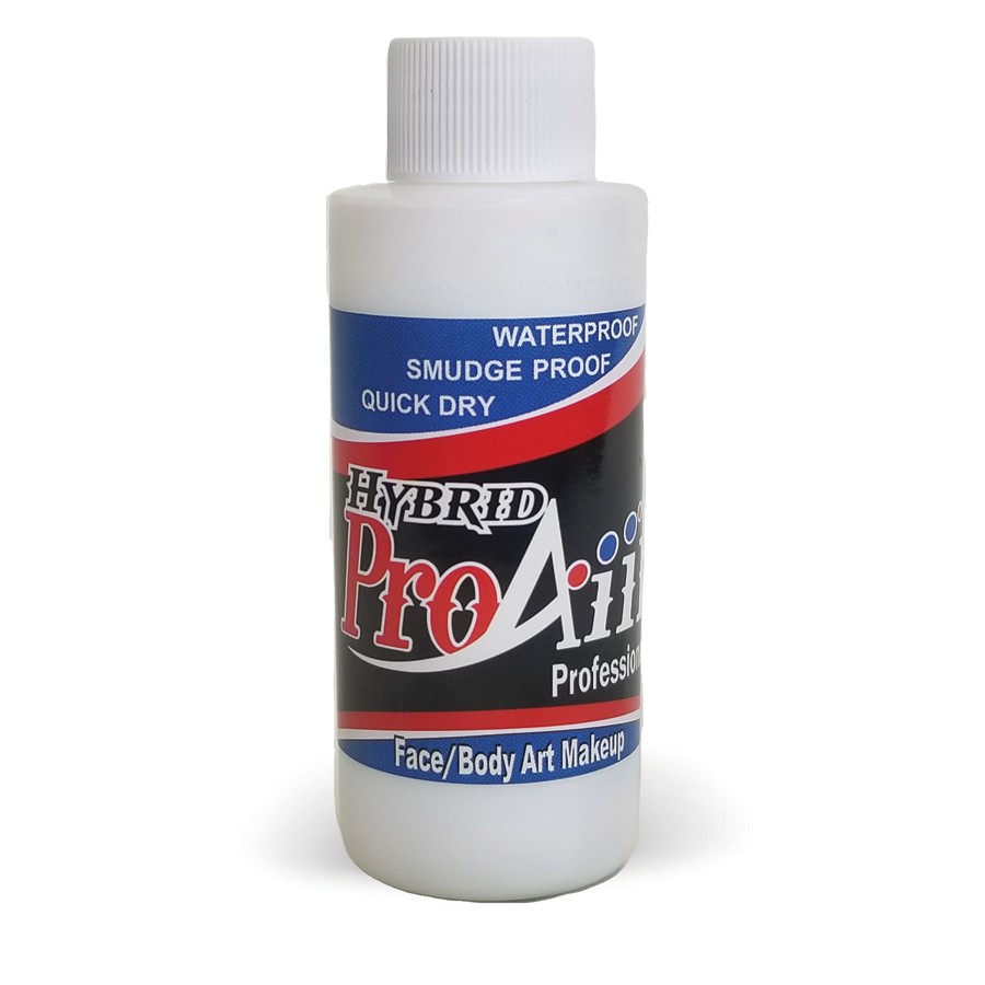 ProAiir Hybrid White 60ml fles met dekkende witte airbrush schmink, watervast en op alcoholbasis, geschikt voor face- en bodypaint, verkrijgbaar bij SchminkenGrime.nl