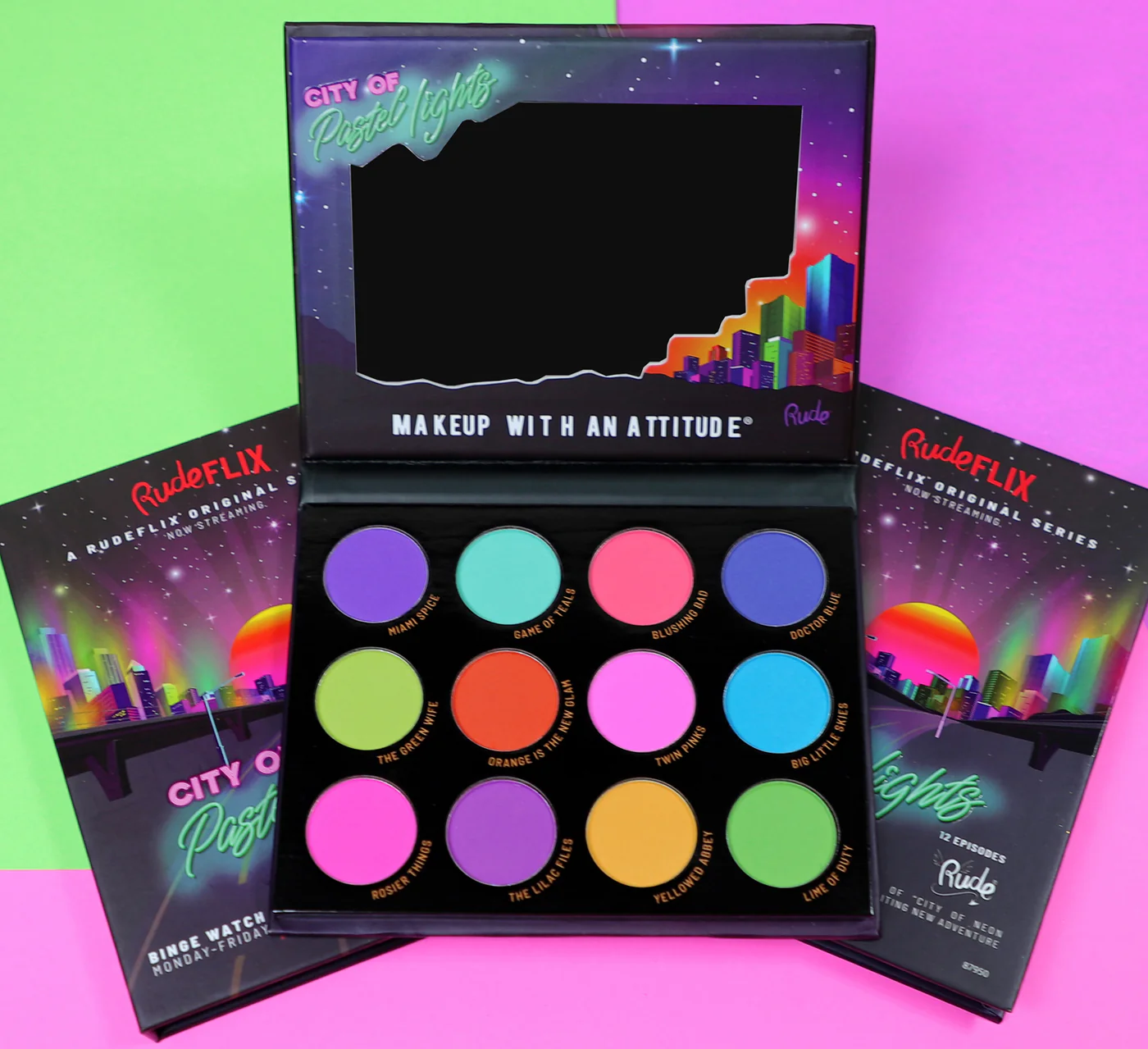 Rude Cosmetics City of Pastel Lights Oogschaduw Palet (12 Kleuren)