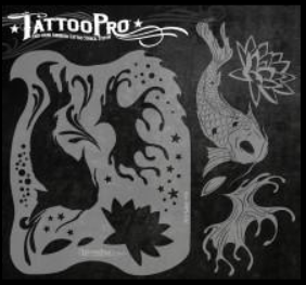 Wiser's Airbrush TattooPro Stencil - Koi and Lotus