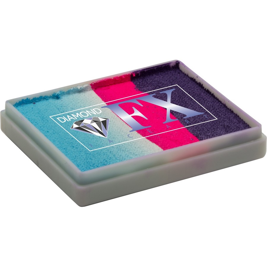 Diamond FX Splitcake Double Dutch van 50 gram met vrolijke kleuren voor speelse schminkstijlen, verkrijgbaar bij SchminkenGrime.nl