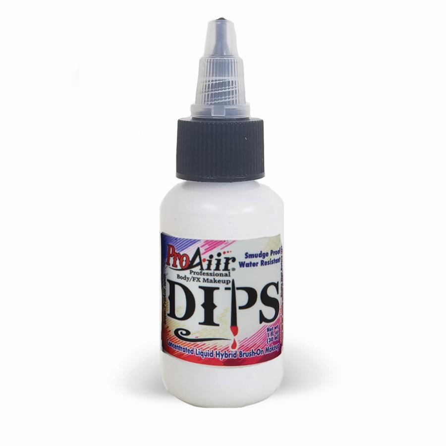 Witte ProAiir Dips facepaint in 30ml flesje met schroefdop, watervast en dekkend – verkrijgbaar bij SchminkenGrime.nl