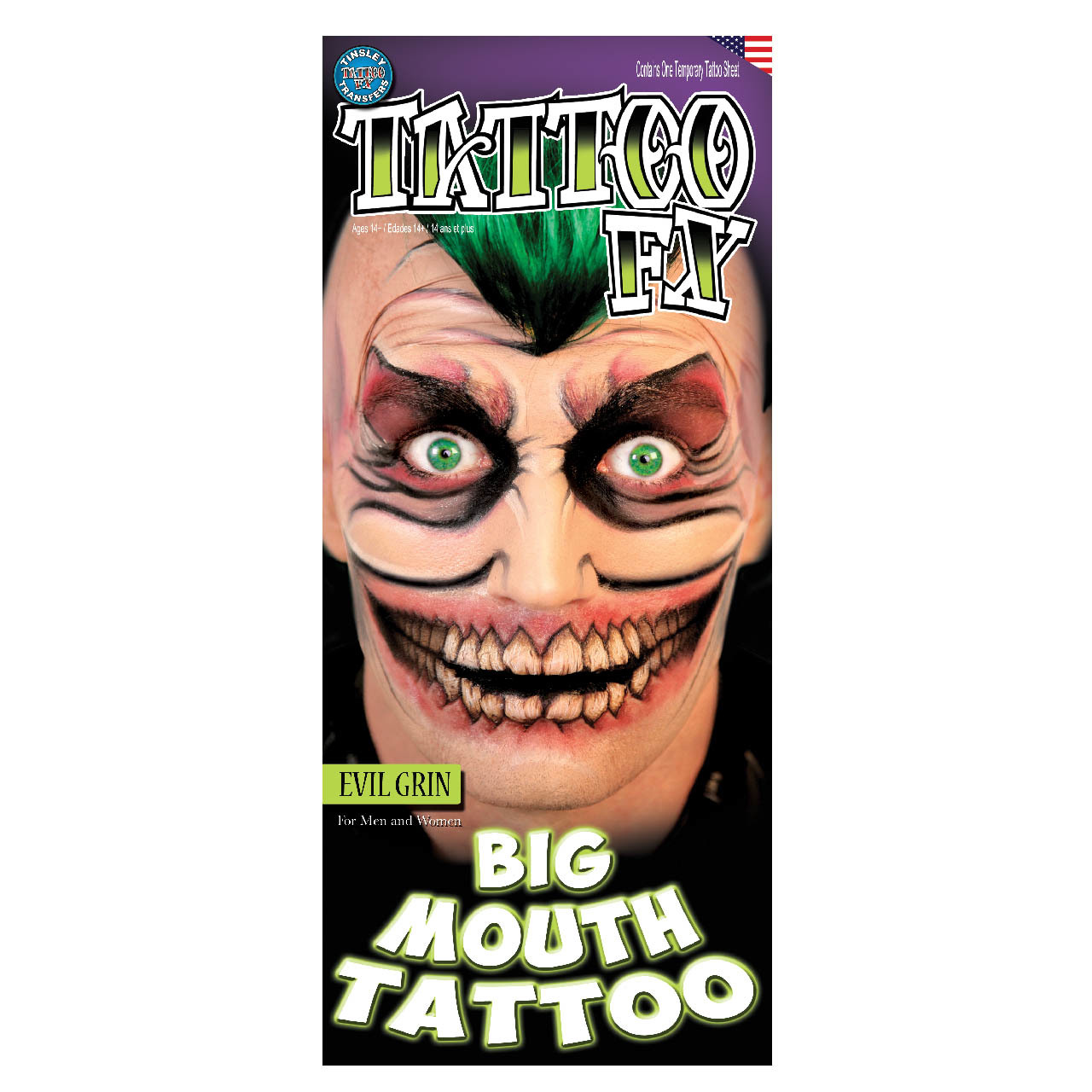 Tinsley Big Mouth Tattoo - Evil Grin