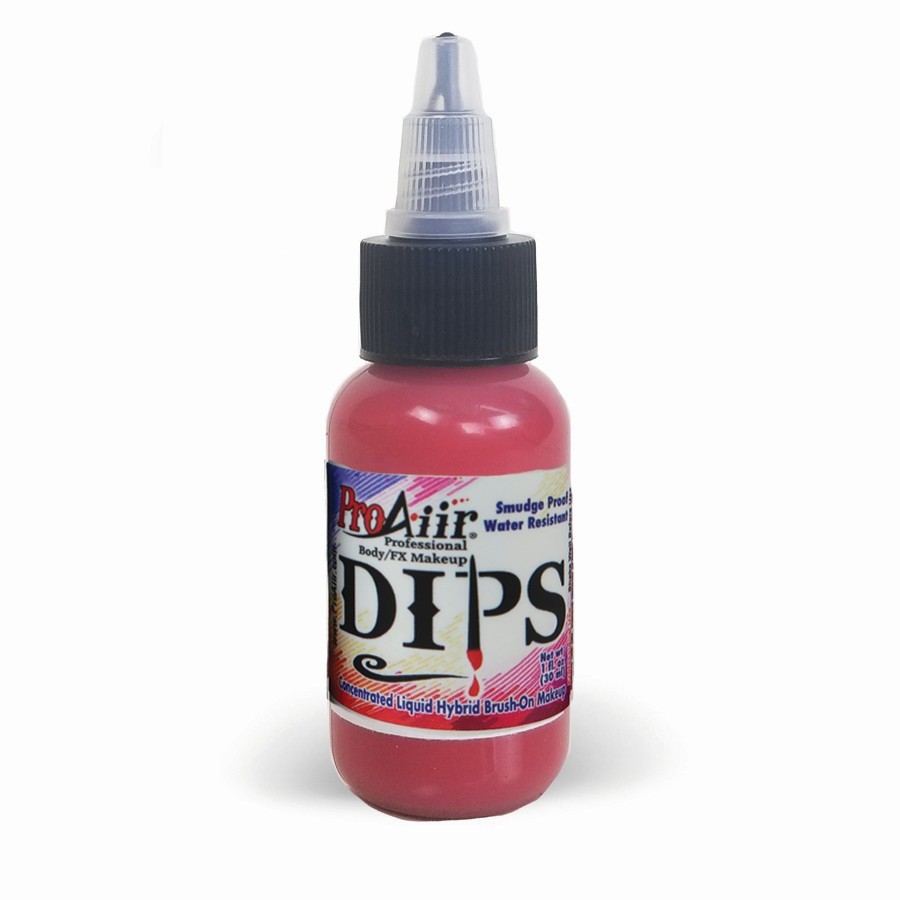 Helderrode ProAiir Dips facepaint in 30ml flesje met schroefdop, perfect voor strak penseelwerk – verkrijgbaar bij SchminkenGrime.nl
