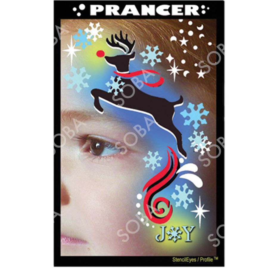 ProAiir Profile Stencil Prancer met sierlijk rendiermotief, ideaal voor kerstschmink en winterse ontwerpen, verkrijgbaar bij SchminkenGrime.nl