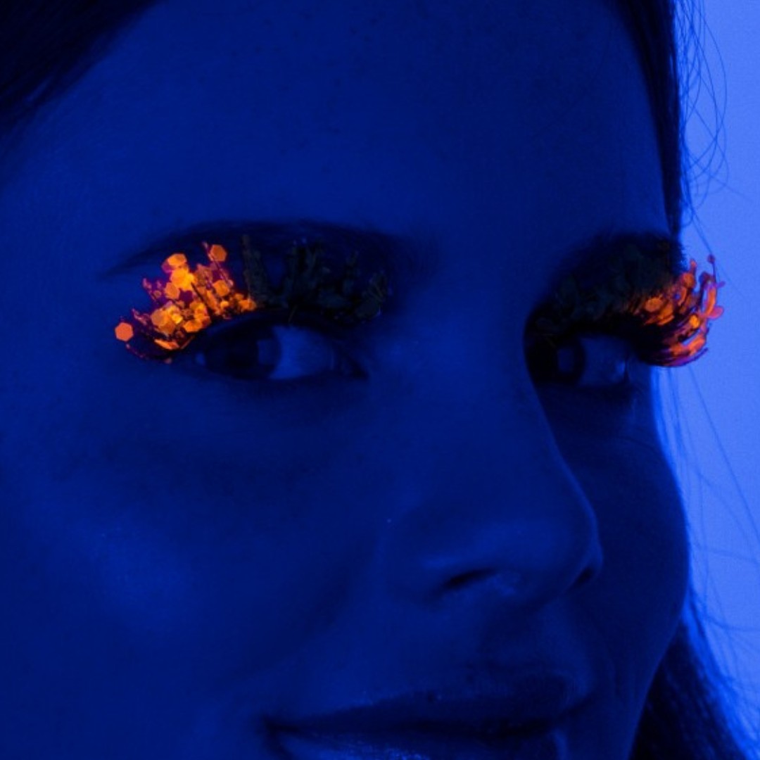PXP Oranje Fluoriserende glitter wimpers Barranquilla stijl PXP Oranje Fluoriserende glitter wimpers Barranquilla stijl