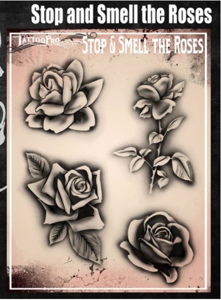 Wiser's Airbrush TattooPro Stencil – Stop amd Smell the Roses