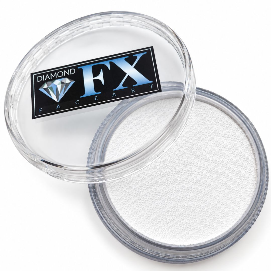 Diamond FX Essential White 45 g waterschmink, open bakje met deksel en logo