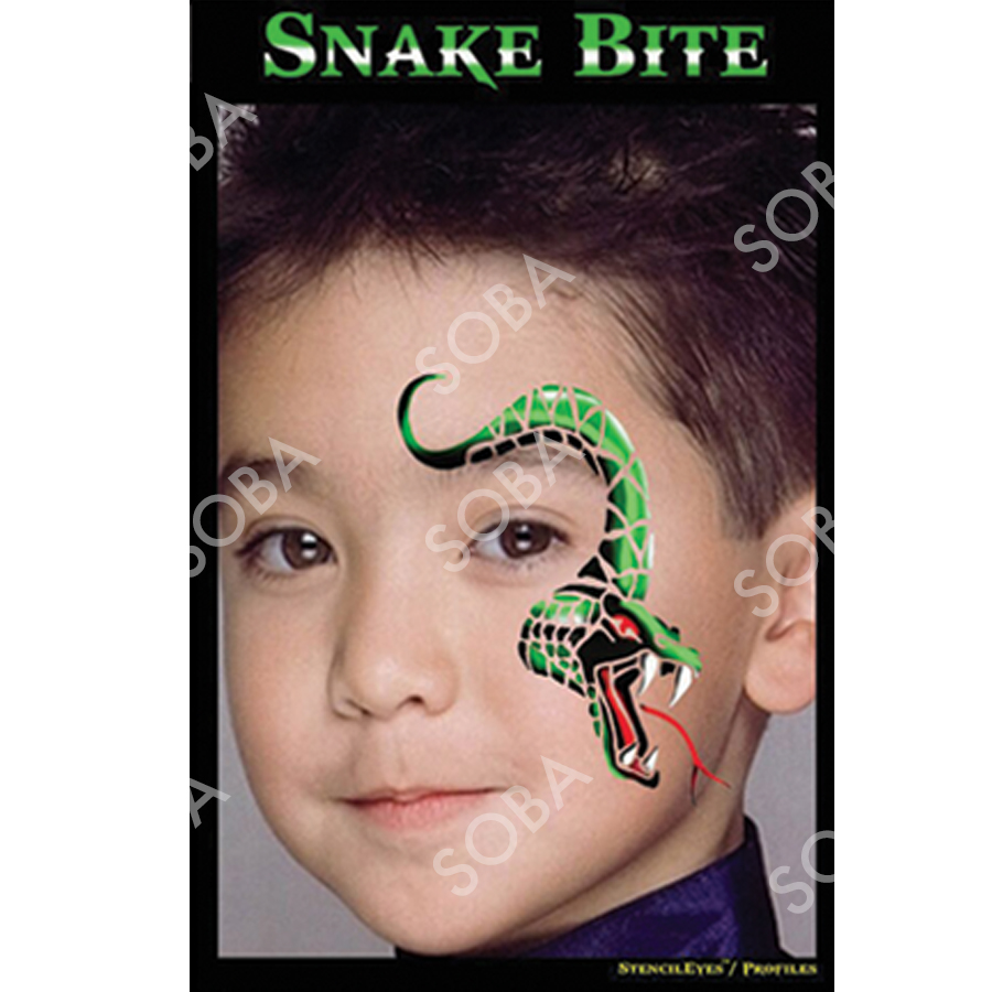 ProAiir Profile Stencil Snake Bite met een realistisch beetpatroon van een slang, ideaal voor enge of reptielenlooks, verkrijgbaar bij SchminkenGrime.nl