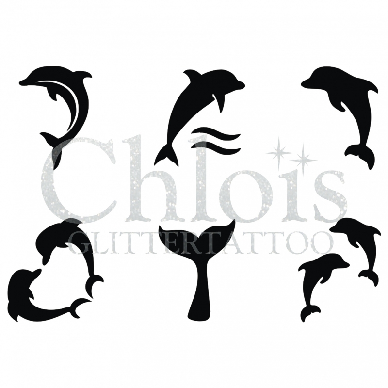 Chloïs Glittertattoo Sjabloon Dolphin (6 mini stencils)