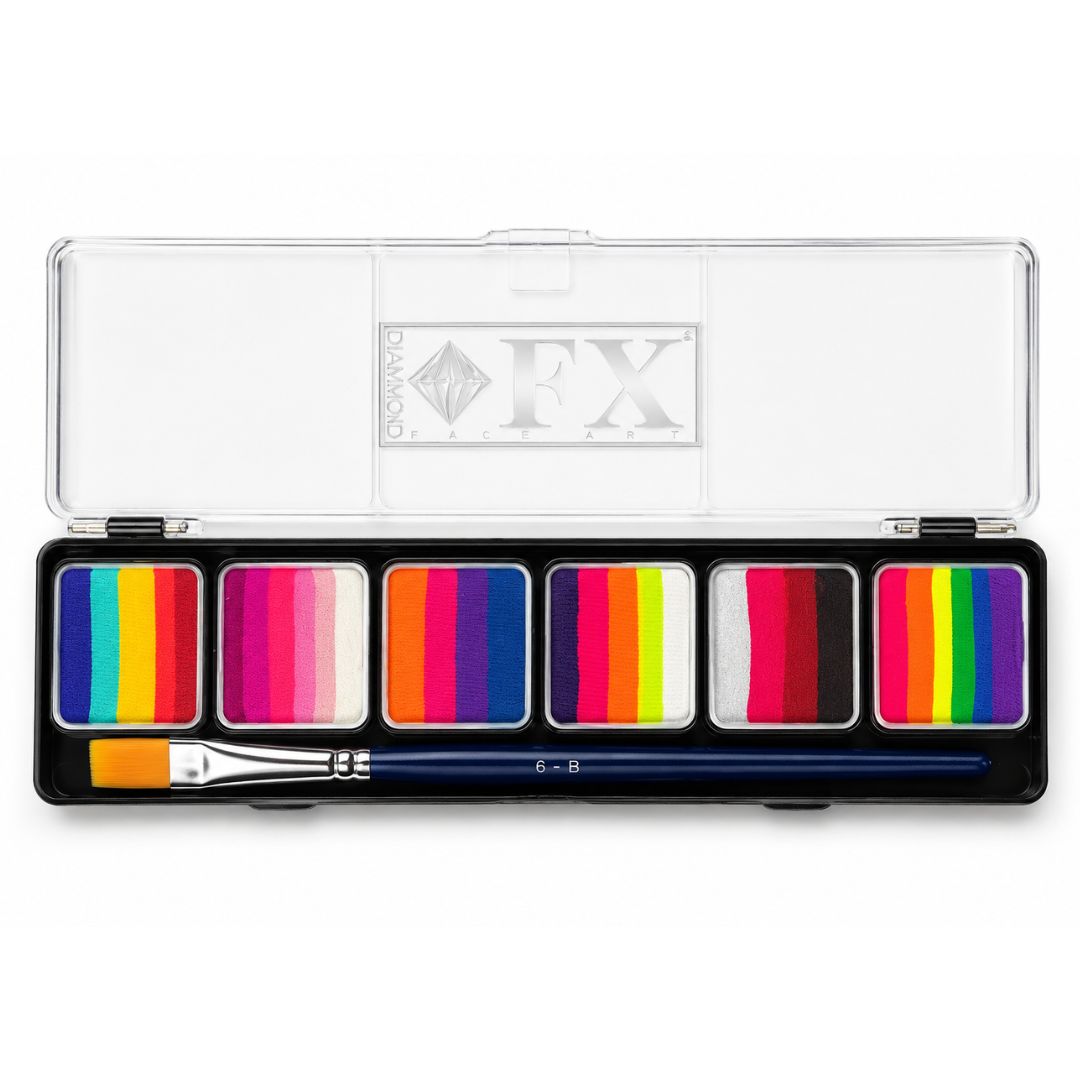 Diamond FX Splitcake Palette Glow met zes felle splitcakes en penseel
