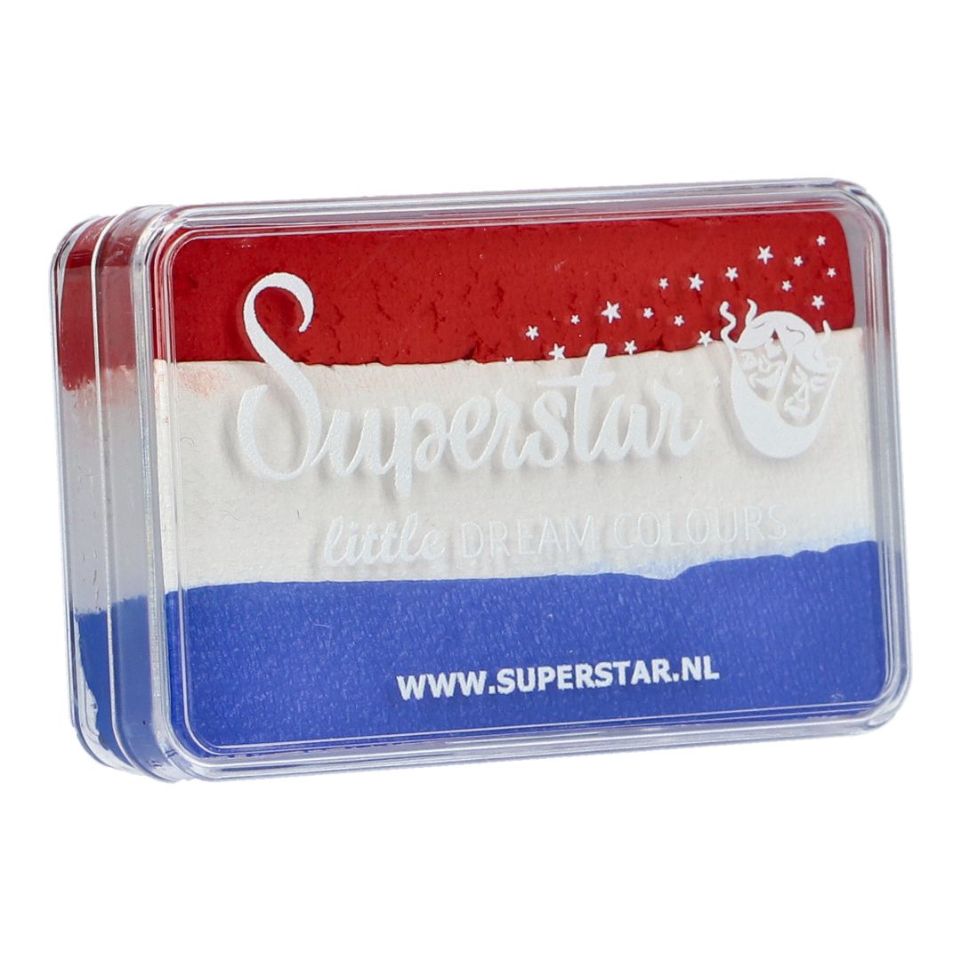 Superstar Schmink Rood Wit Blauw kopen bij SchminkenGrime.nl – Tricolor schmink voor feest, sport of Koningsdag
