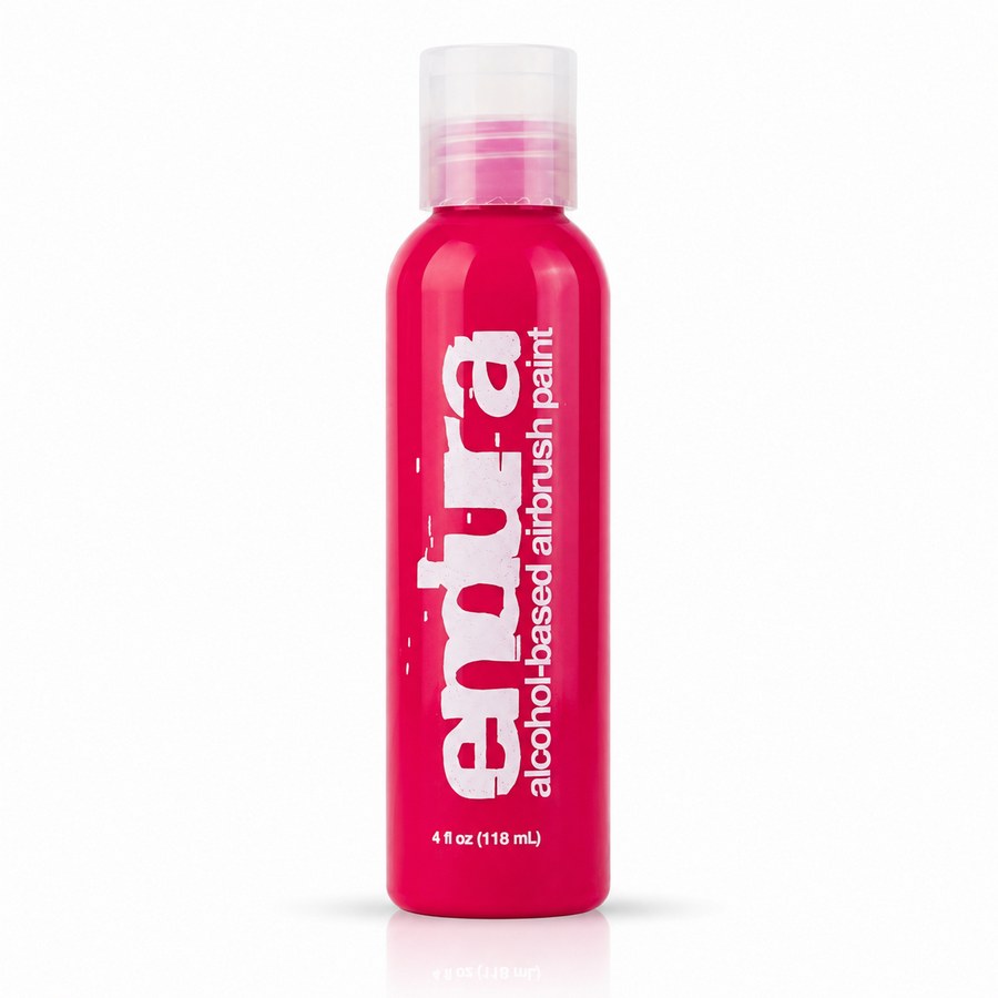 EBA Endura Fluorescent Magenta alcohol-based airbrush make-up in 120 ml verpakking met intense UV-reactieve neonroze kleur, verkrijgbaar bij SchminkenGrime.nl