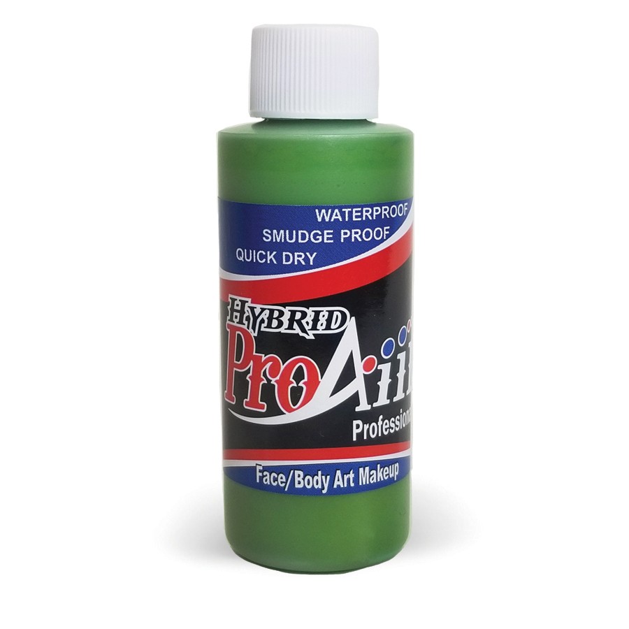 ProAiir Hybrid Olive Green 60ml fles met natuurlijke olijfgroene airbrush schmink, dekkend en watervast, ideaal voor face- en bodypaint, verkrijgbaar bij SchminkenGrime.nl