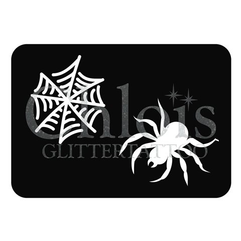 Chloïs Glittertattoo Sjabloon Spider & Web (Duo Stencil, 5 stuks)