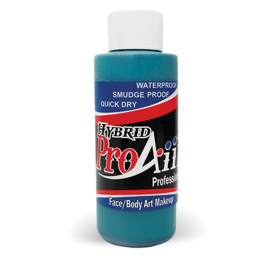 ProAiir Hybrid in de kleur Turquoise (60ml), frisse blauwgroene airbrush schmink op alcoholbasis, perfect voor fantasy looks, facepaint en bodypaint, verkrijgbaar bij SchminkenGrime.nl