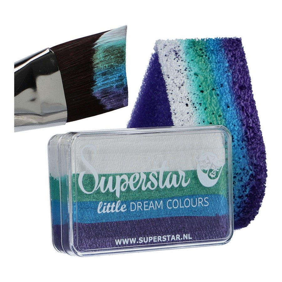 Superstar Little Dream Colours Little Mermaid 30 gram, split cake met meerdere kleuren waterschmink in één bakje voor gezicht en lichaam verkrijgbaar bij SchminkenGrime.nl
