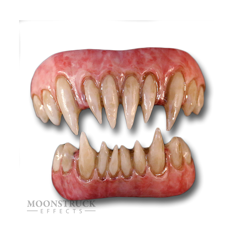 Moonstruck Effects Demonic Godjira Teeth, indrukwekkende neptanden met demonische uitstraling, perfect voor monsters, creatures en horror SFX make-up, verkrijgbaar bij SchminkenGrime.nl
