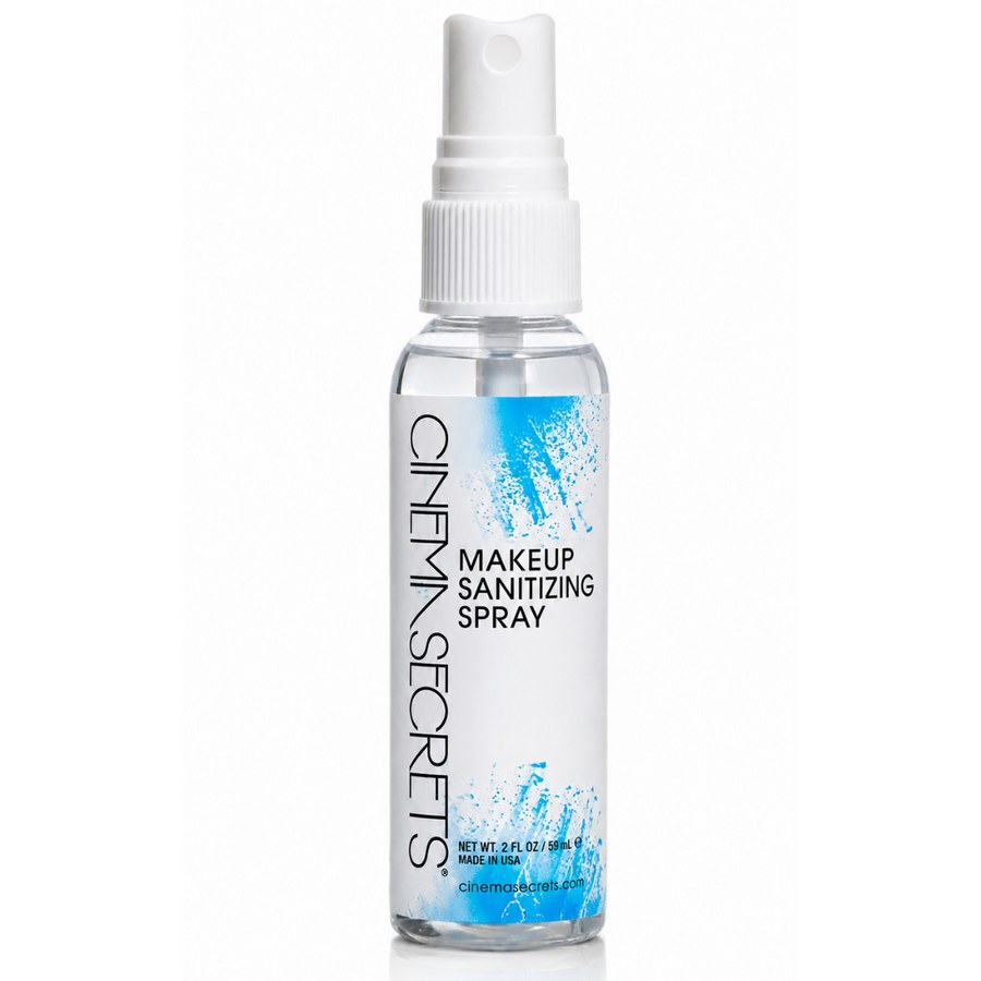 Cinema Secrets Makeup Sanitizing Spray 59 ml in handige sprayflacon voor het desinfecteren van make-up, penselen en applicators, verkrijgbaar bij SchminkenGrime.nl