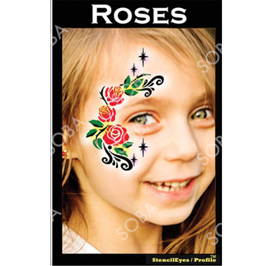 ProAiir Profile Stencil Roses met een sierlijk rozenmotief, ideaal voor bloemrijke schminkdesigns, verkrijgbaar bij SchminkenGrime.nl