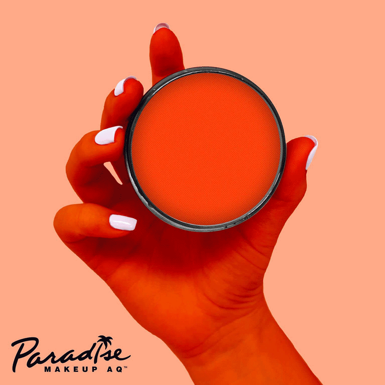 Mehron Paradise Makeup Neon UV Supernova Orange (40g), felle oranje waterschmink die oplicht onder blacklight, perfect voor neon schmink, festivals en facepaint, verkrijgbaar bij SchminkenGrime.nl