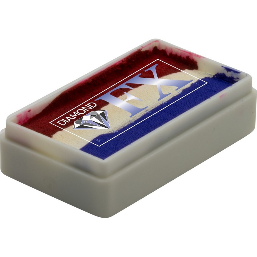 Splitcake schmink Dutch Pride van Diamond FX met rood-wit-blauw voor nationale en feestelijke creaties, verkrijgbaar bij SchminkenGrime.nl