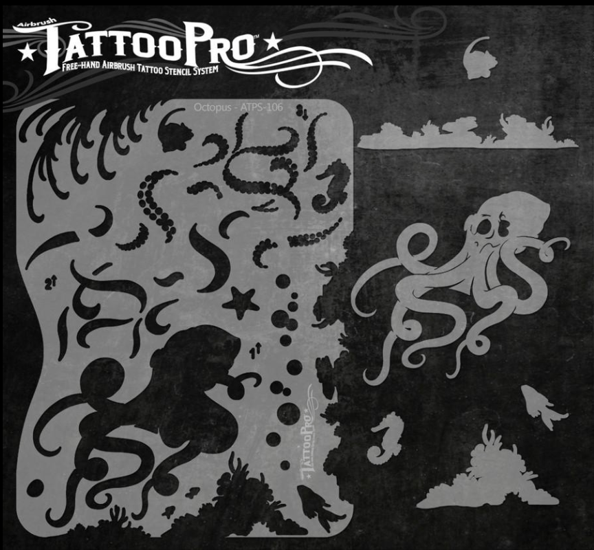 Wiser's Airbrush TattooPro Stencil - Octopus