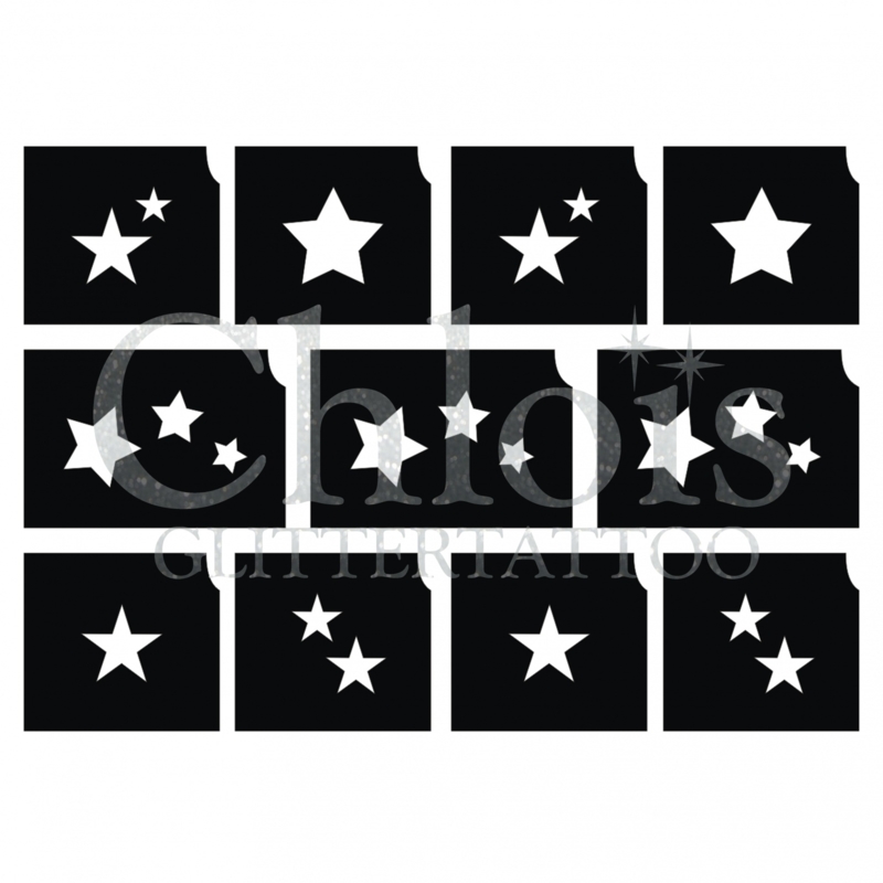 Chloïs Glittertattoo Sjabloon Mini Stars (11 mini stencils)