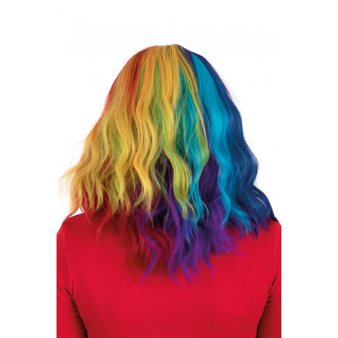 Pruik Alicia half lang met wave Regenboog (40cm) | SchminkenGrime.nl