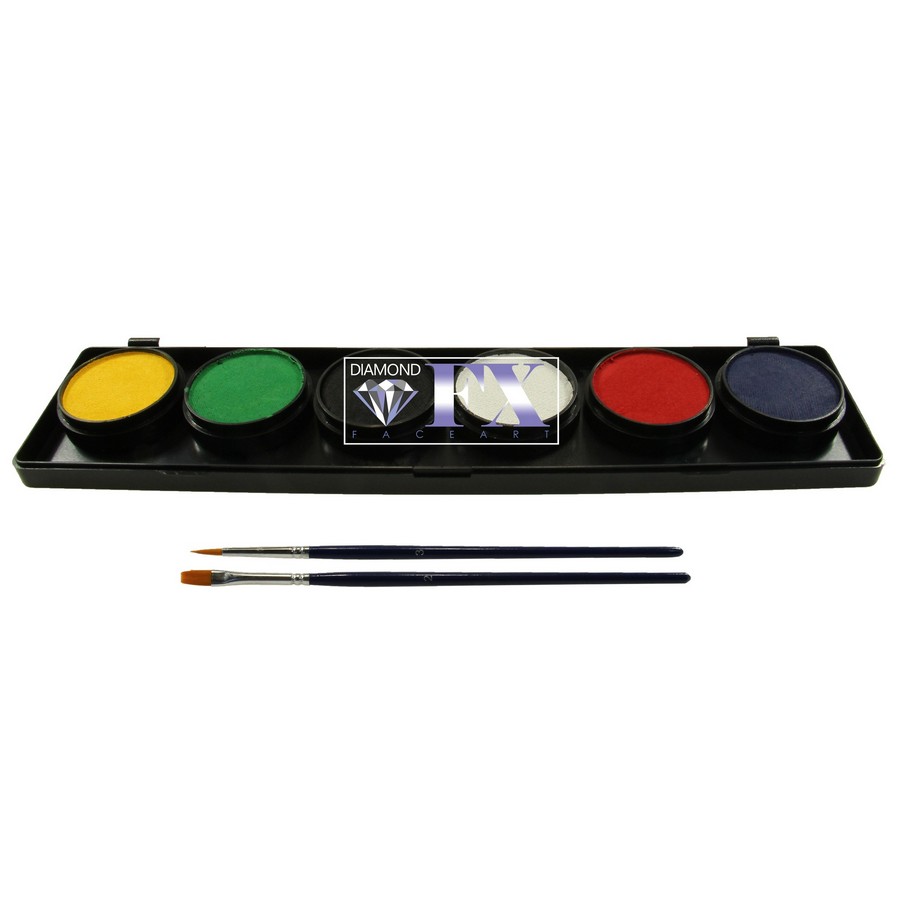 Schminkpalette van Diamond FX met basis kleuren voor veelzijdig gebruik, verkrijgbaar bij SchminkenGrime.nl