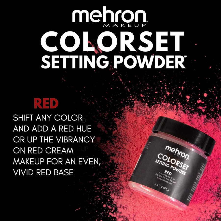 Mehron Colorset Powder Bold Rood matteert en intensiveert rode crème-schmink in één stap.