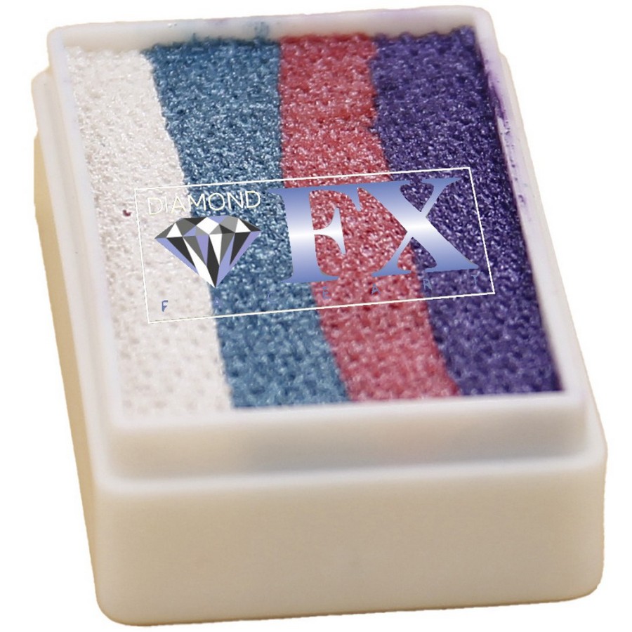 Diamond FX Splitcake Sparkling Pastels 30g met glitteraccenten in pastelkleuren, ideaal voor feeën, prinsessen of kinderschmink, verkrijgbaar bij SchminkenGrime.nl