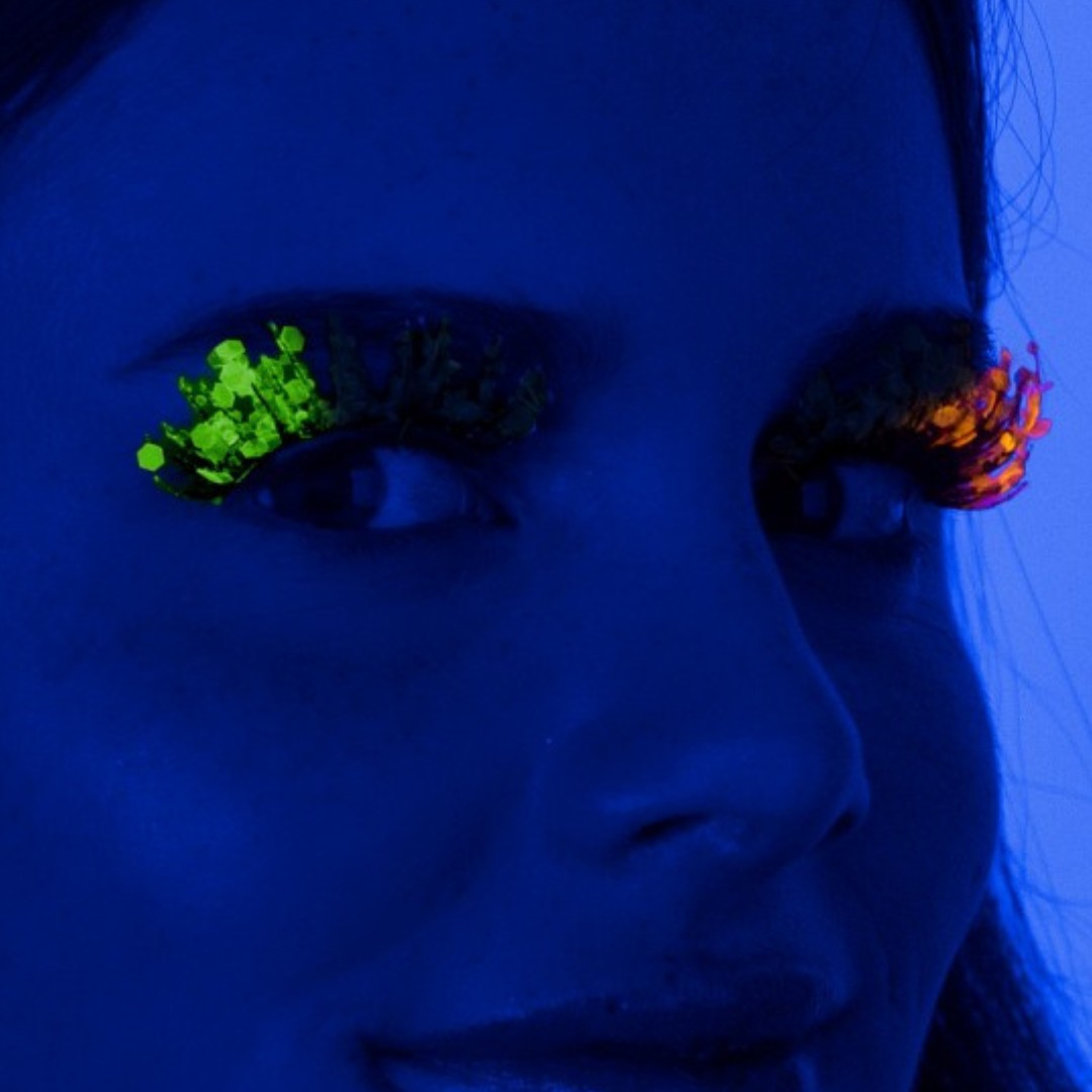 PXP tweekleurige Fluoriserende glitter wimpers Barranquilla stijl geel en groen PXP tweekleurige Fluoriserende glitter wimpers Barranquilla stijl geel en groen