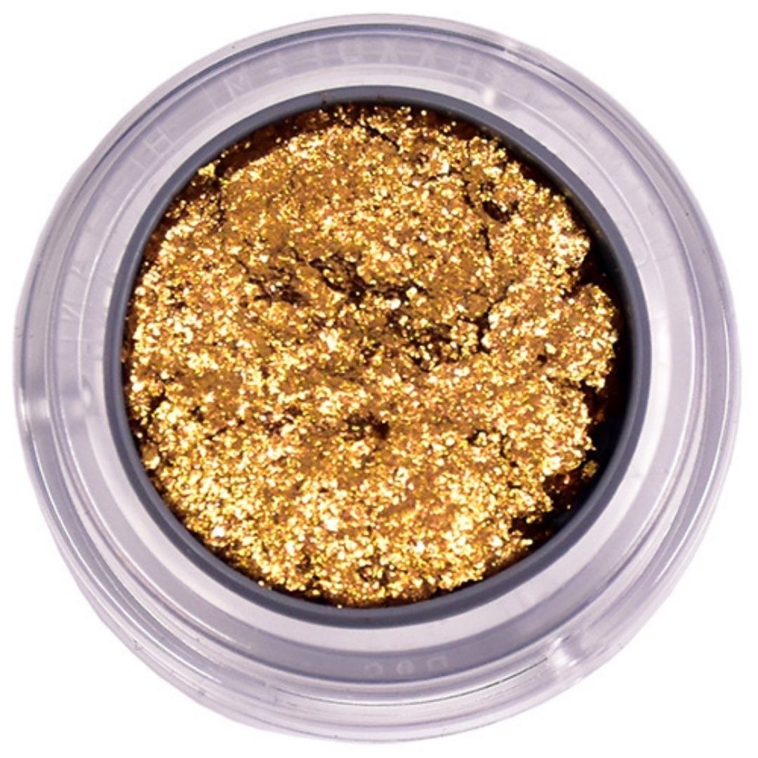 Pressed Cosmetic Glitter Glistening Gold 4 gram van Grimas – stralende goudkleurige glitter – SchminkenGrime.nl.