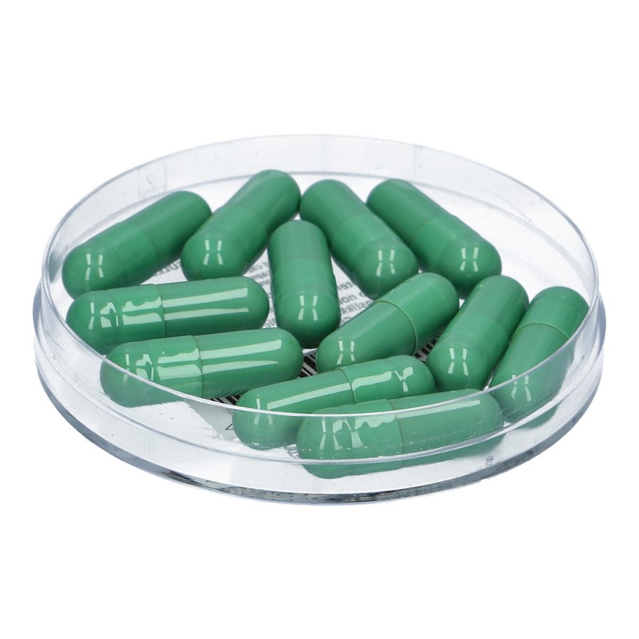 Open potje met groene bloedcapsules in schuimende stijl, verkrijgbaar bij SchminkenGrime.nl