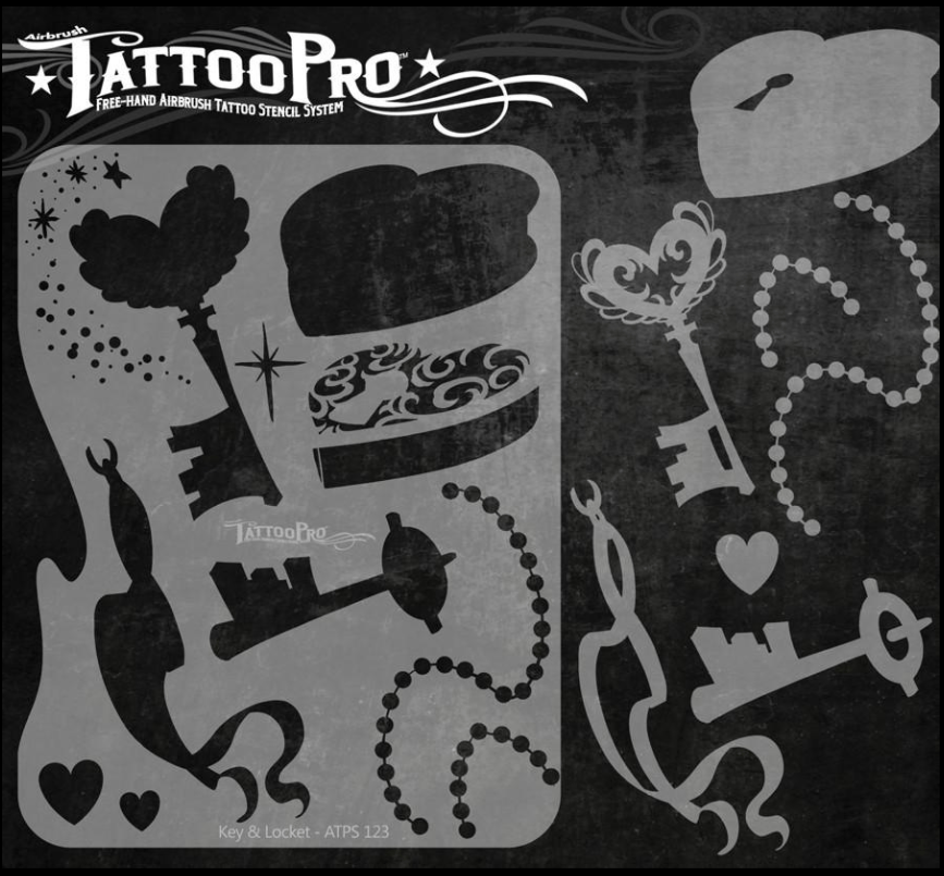 Wiser's Airbrush TattooPro Stencil - Key & Locket