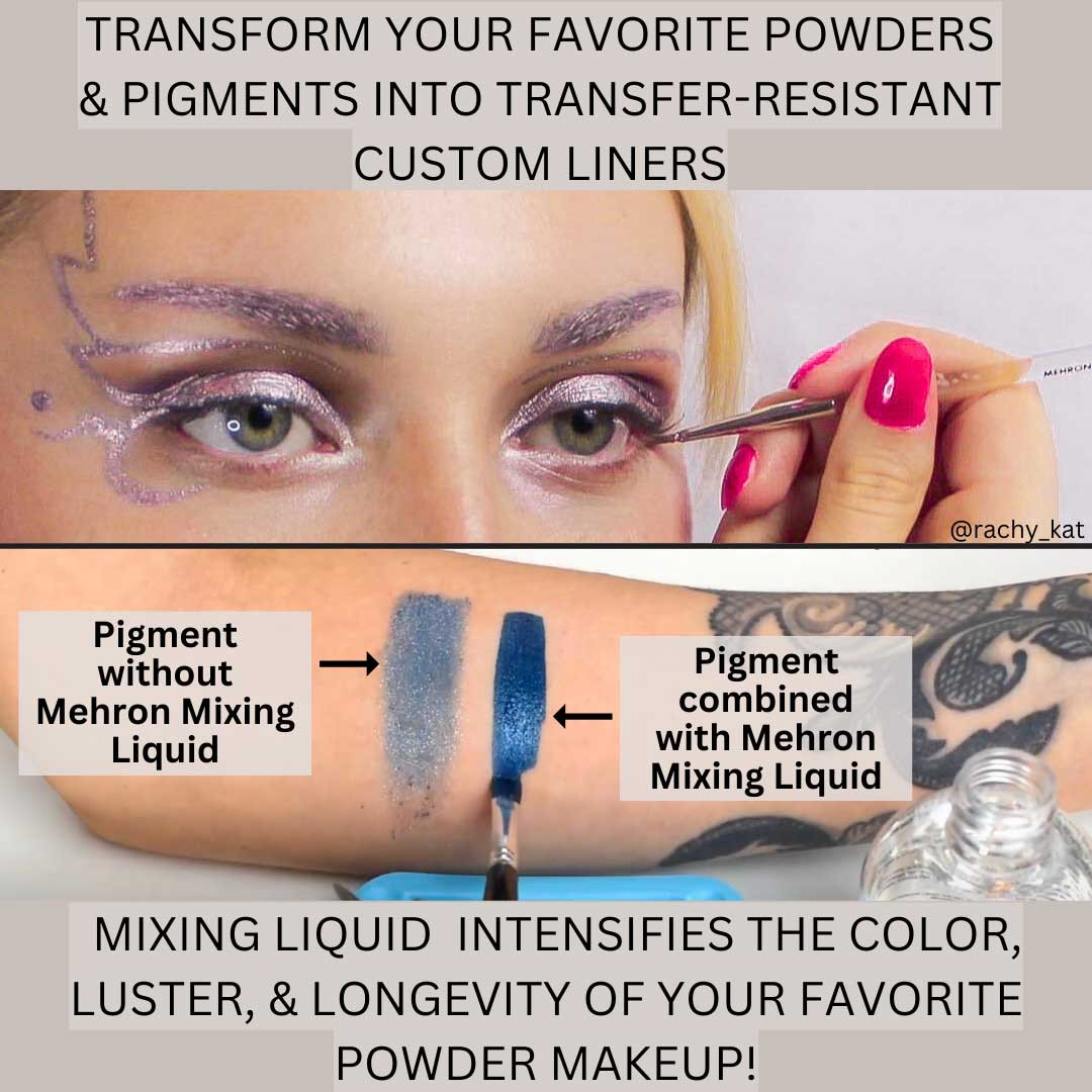 Mehron Mixing Liquid 133 ml, veelzijdige mengvloeistof voor het vloeibaar en langhoudend maken van poeders en metallics verkrijgbaar bij SchminkenGrime.nl