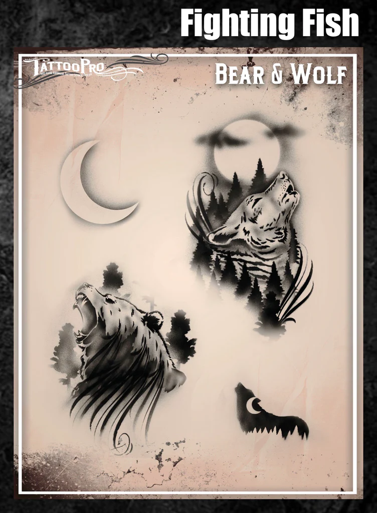 Wiser's Airbrush TattooPro Stencil – Wolf & Bear
