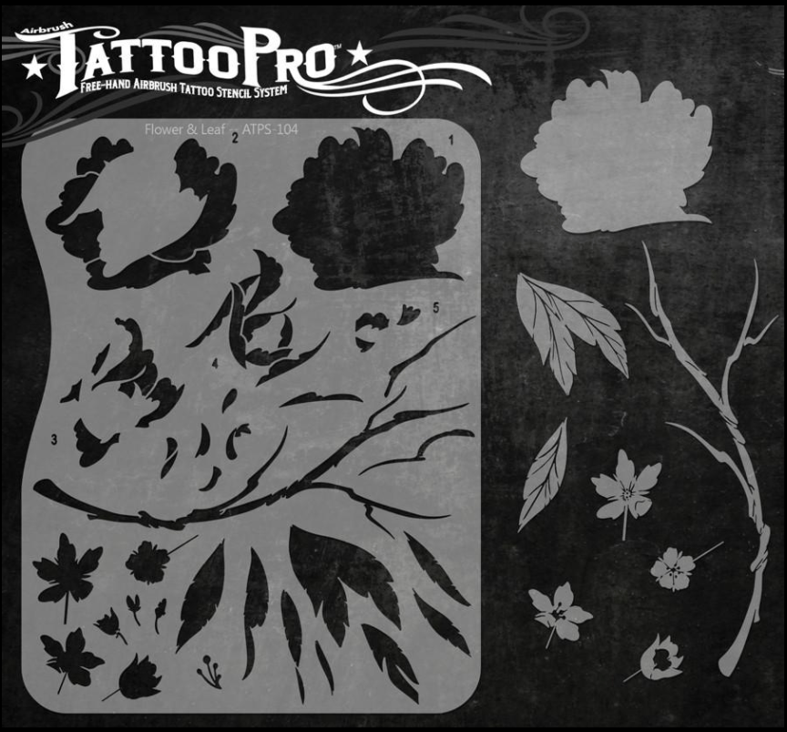 Wiser's Airbrush TattooPro Stencil - Flower and Leafs